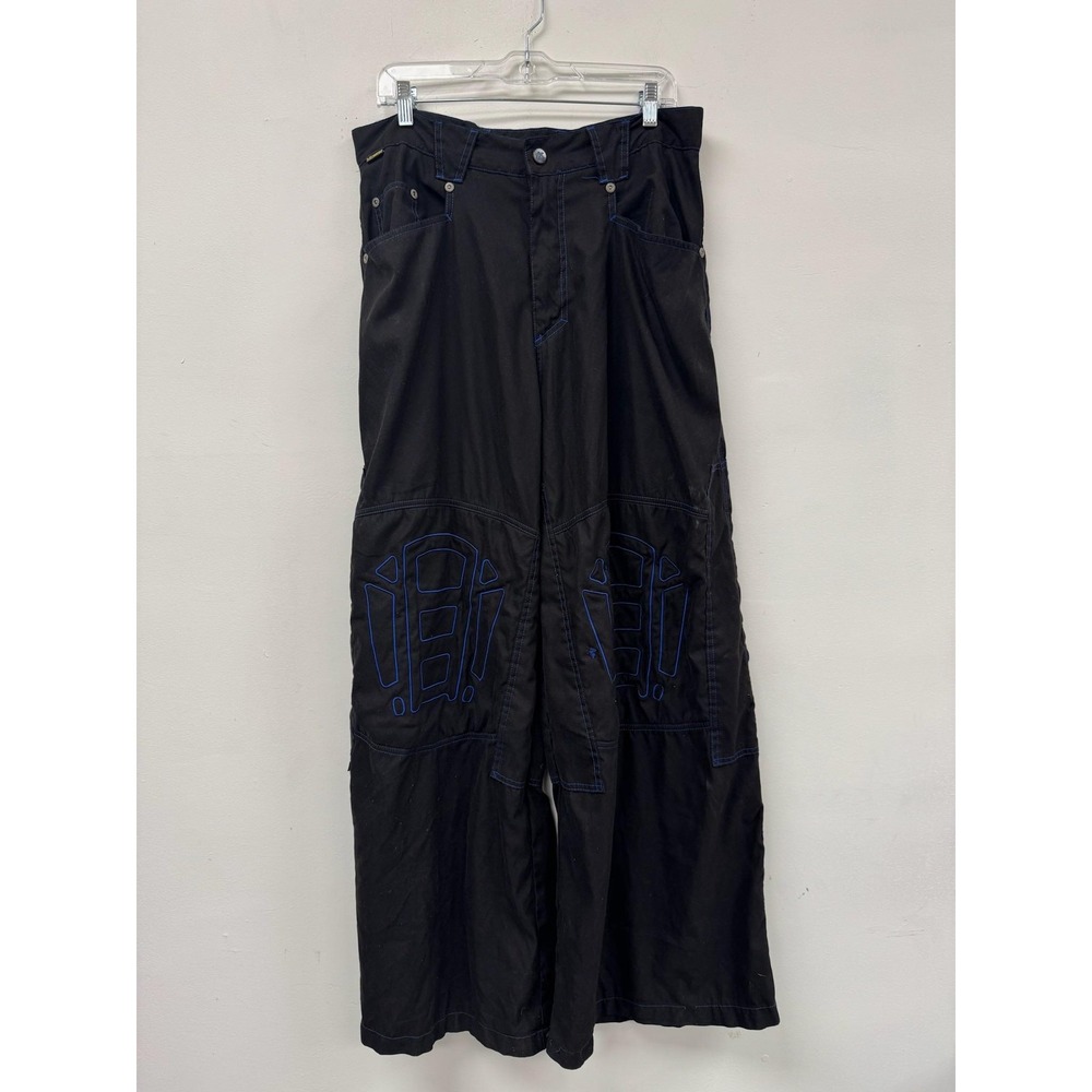 Vintage Kikwear K-NET Pants Mens 34 Black Cargo Wide Leg Baggy Rave Y2K‎
